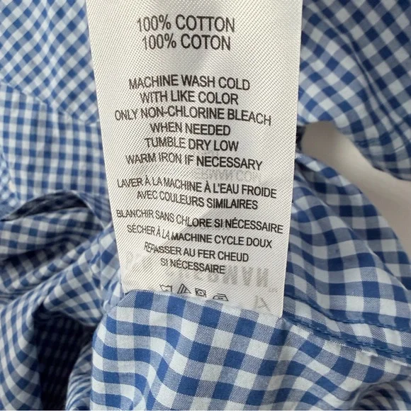 NWT Men’s Ben Sherman Blue and White Checkered Long Sleeve Gingham Shirt, 2XL - Picture 6 of 8